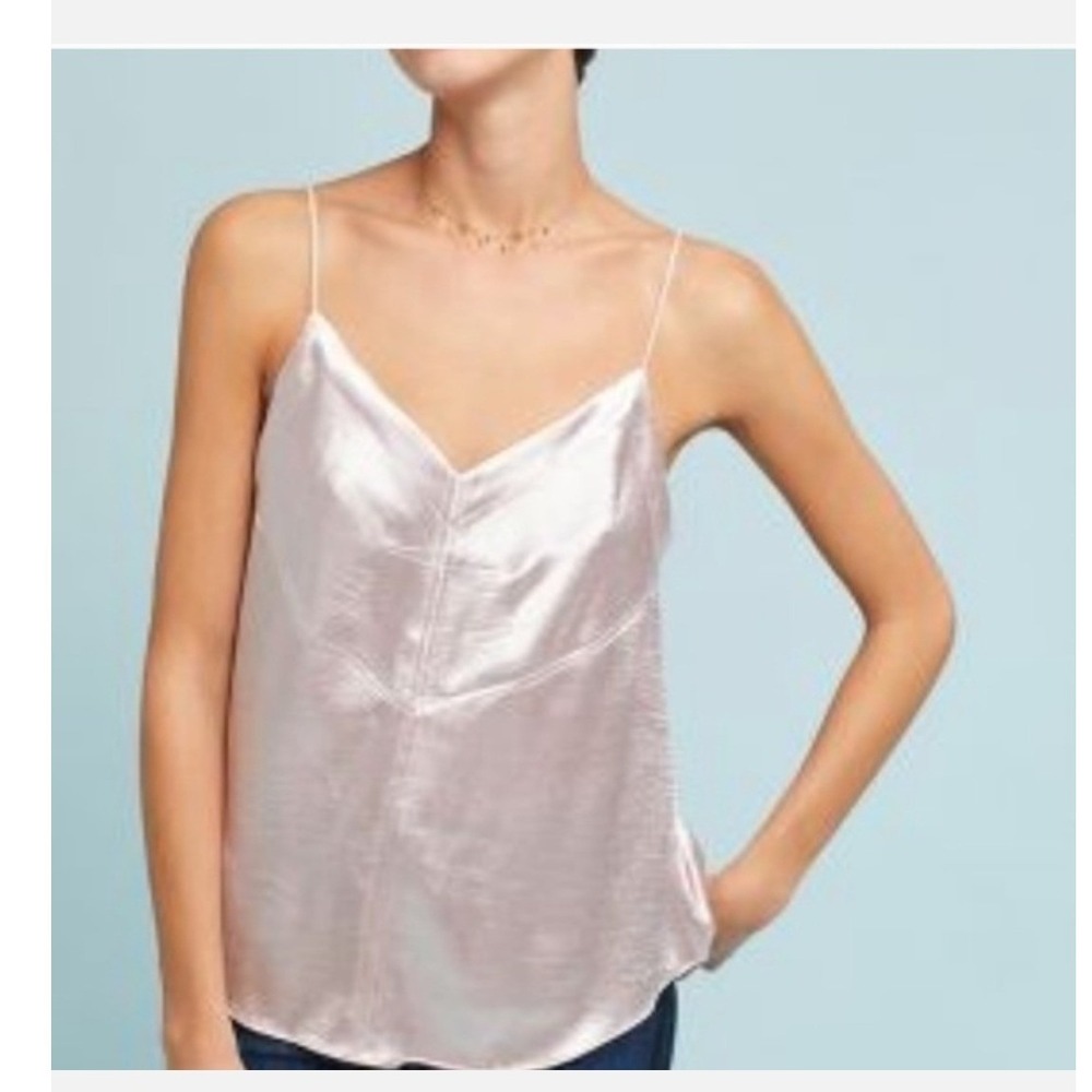 Moulinette Soeurs Cami XL Pink Hammered Satin Spaghetti Strap Tank Top New Flaws